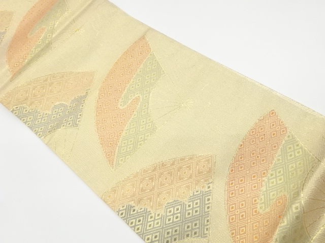 JAPANESE KIMONO / VINTAGE FUKURO OBI / SAGANISHIKI / WOVEN FAN PATTERN